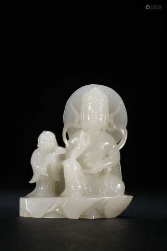 Old Collection：A Hetian Jade Songzi Guanyin Statue