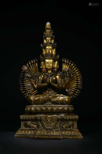 Old Collection：A Gilt Statue of Thousand-hand Guanyin