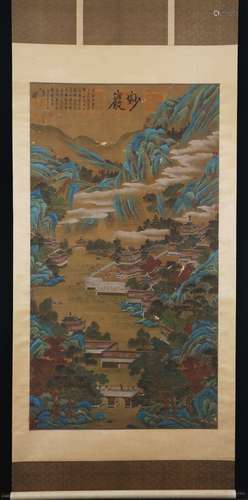 a chinese silk painting by chou ying,ming dynasty