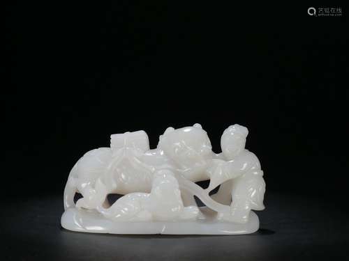 A Hetian Jade Ornament with Design of A Kylin Sending Books to Human  in the Seventeenth Century