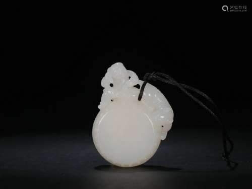 Old Collection ：A Hetian Jade Piece with Design of A Boy Beating A Drum