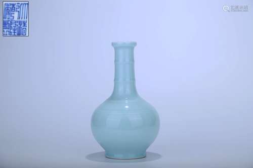 A Sky-blue Glazed Vase  with the Imperial Mark of Qianlong Reign in the Eighteenth Century