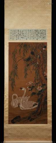 a chinese silk painting,late song and early yuan dynasty