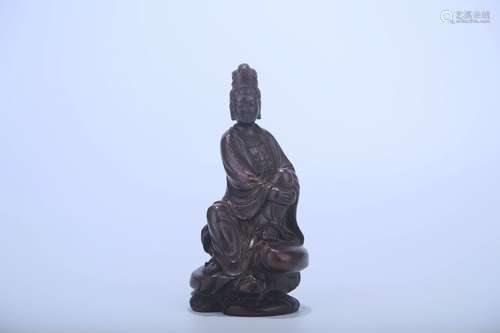 A Bamboo Carving of Guanyin Statue   in the seventeenth century