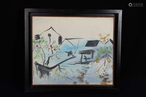 Oil Painting of A Small Town in the South of Yangtze River  by Wu Guanzhong