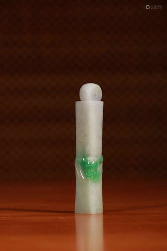 Old Collection:A Natural Old Jadeite Tube for Traditional Official Hat