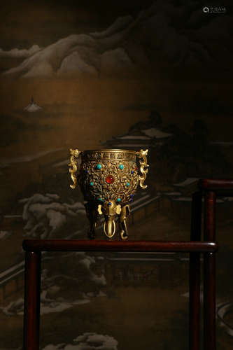 Old Collection, Quality Goods： A Gilded Copper Cup: Eternal Territorial Integrity