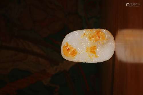 Old Collection :A White Jade Pendant with Cloud Design Represents Good Luck