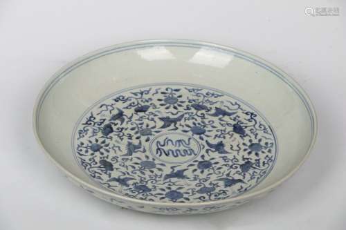A Blue-and-white Plate Represents Longevity During Jiaqing Reign  in the Seventeenth Century