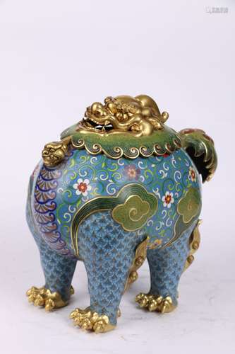 Seventeenth Century:A Cloisonne Censer in the Shape of the Auspicious Beast