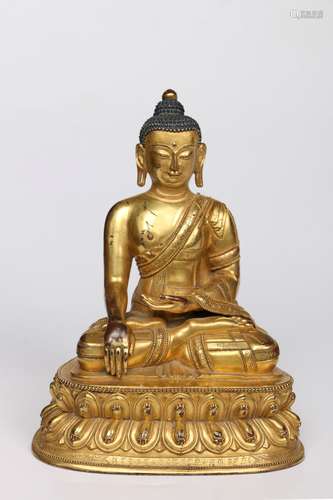 Old Collection:A Gilded Copper Statue of Sakyamuni