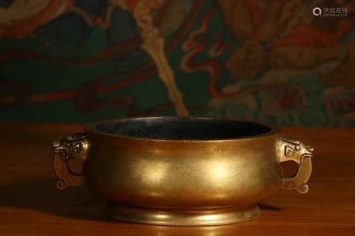 Old Collection: A Gilded Copper Censer with 