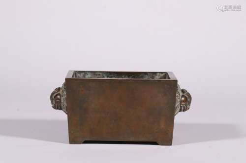 Old Collection:A Square Censer with Animal Heads Design