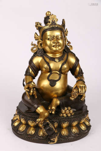 A Gilded Copper Arhat Statue  in the Eighteenth Century