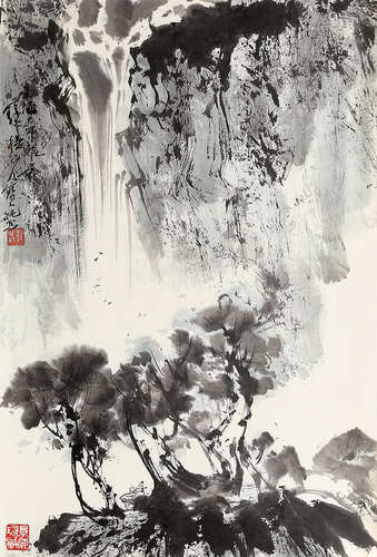 b.1932 刘宝纯 山水 屏轴 纸本