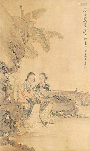 1794～1877 王素 蕉荫双美 立轴 纸本