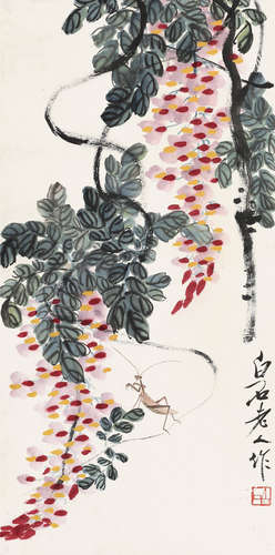 1864～1957 齐白石 藤萝草虫 立轴 纸本