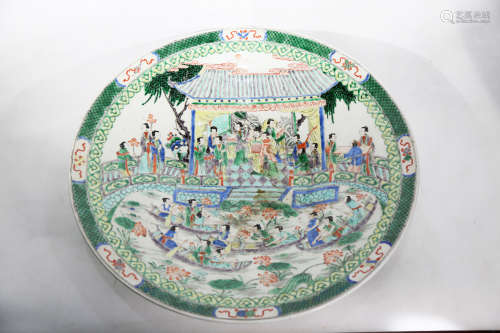 Chinese Qing Dynasty Kangxi Period Verte Rose Porcelan Plate