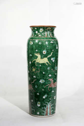 Chinese Early Qing Dynasty Tricolor Porcelain Bottle