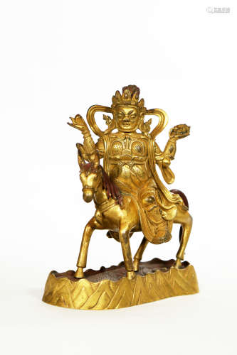 Chinese Exquisite Bronze Gold Gilded Statue