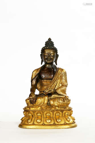 Chinese Exquisite Bronze Gold Gilded Manjusri Bodhisattva Statue