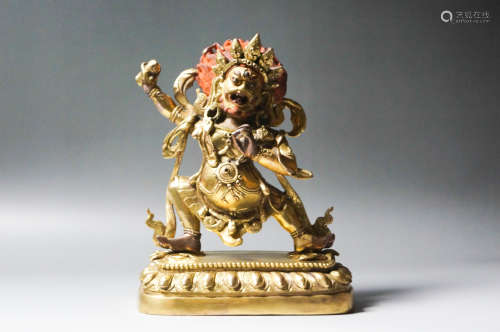 Chinese Exquisite Bronze Gold Gilded Statue