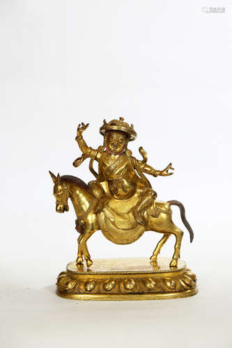 Chinese Bronze Gold Gilded Statue