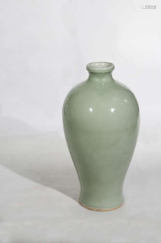 Chinese Exquisite Green Glaze Porcelain Plum Bottle
