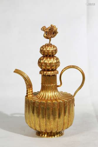 Chinese Exquisite Pure Gold Pot