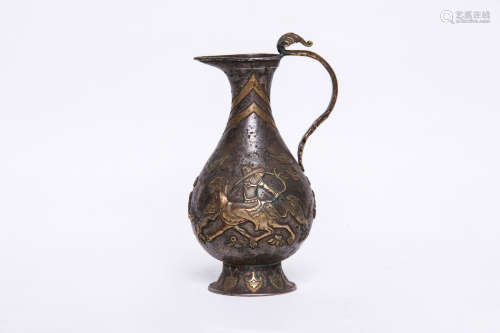 Chinese Bronze Silver Painted Pot
