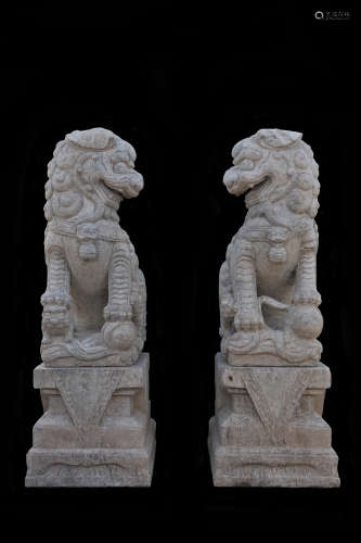 Chinese Qing Dynasty Stone Carving Lion