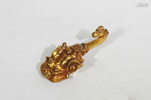 Chinese Exquisite Bronze Gold Gilded Buckle