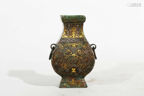Chinese Rare Early China Period Gold Painted Vessel