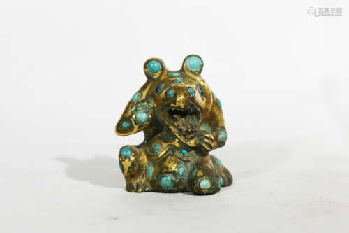 Chinese Exquisite Gold Painted Beast Ornament