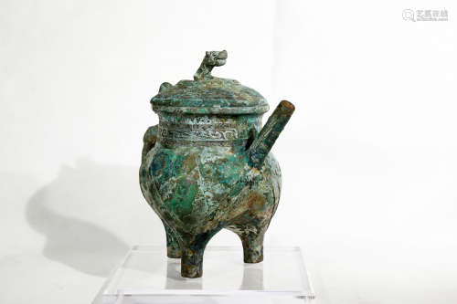 Chinese Early China Period Exquisite Tripod Bronze Pot