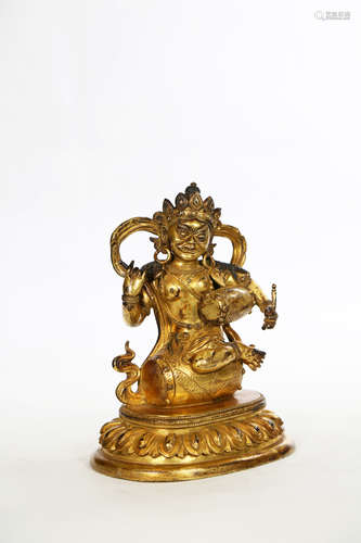 Chinese Bronze Gold Gilded Buddha Statue