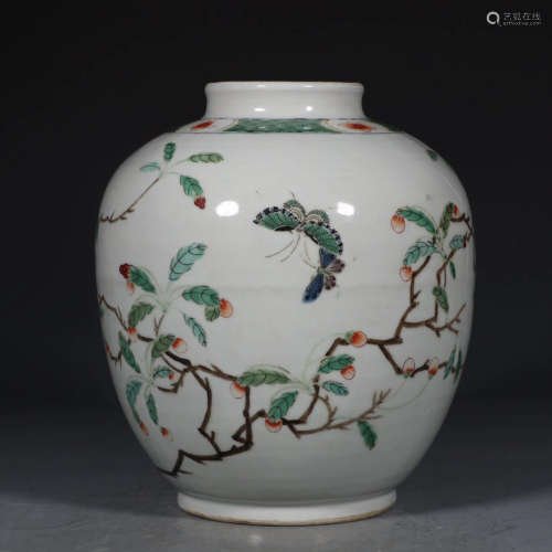 Chinese Early Qing Dynasty Verte Rose Porcelain Jar