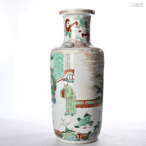 Wooden mallet bottles decorated with colorful figures and flowers in the early Qing Dynasty