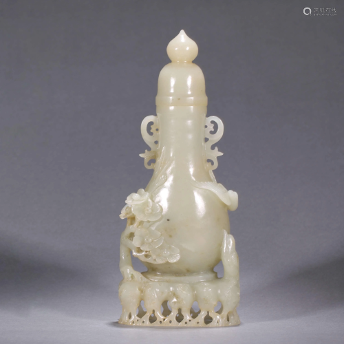 ANCIENT CHINESE,WHITE JADE VASE