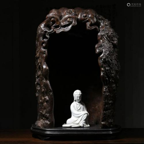 ANCIENT CHINESE,WOOD CARVING BUDDHINST NICHE