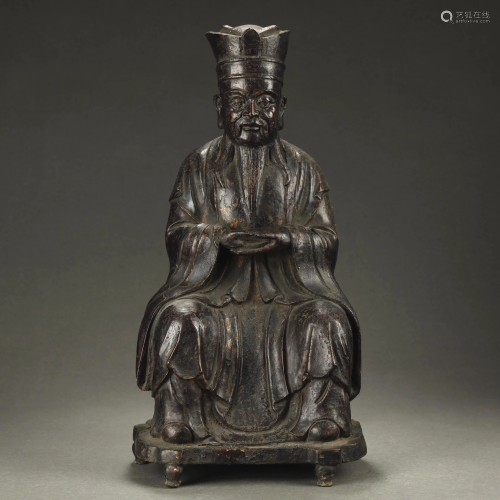 ANCIENT CHINESE,GILT-LACQUERED BRONZE BUDDHA STATUE