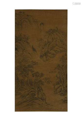 WANG MENG,INK AND COLOUR ON SILK CHINESE CALLIGR…