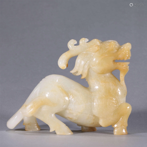 ANCIENT CHINESE,WHITE JADE MYTHICAL BEAST
