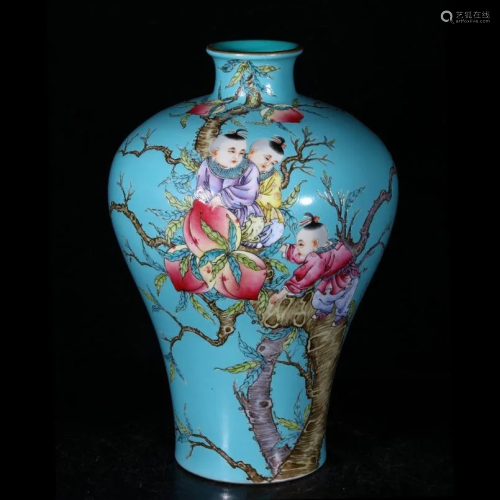 ANCIENT CHINESE,FAMILLE-ROSE VASE,MEIPING