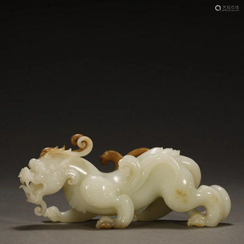ANCIENT CHINESE,WHITE JADE MYTHICAL BEAST