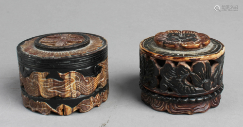 A Pair of Soapstone Ink Box