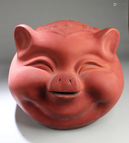 A Large Zisha Pig Ornament