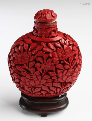 Chinese Cinnabar Lacquer Snuff Bottle