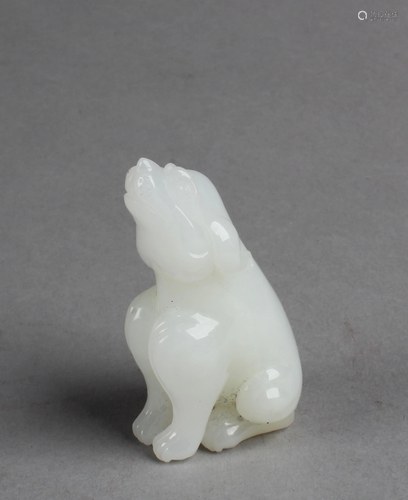 Chinese Hetian Jade Carved Dog Ornament