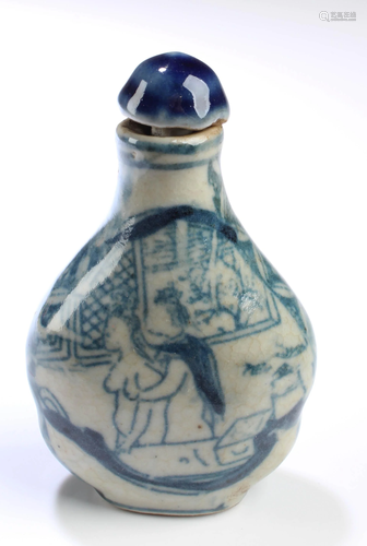 Chinese Blue & White Porcelain Snuff Bottle